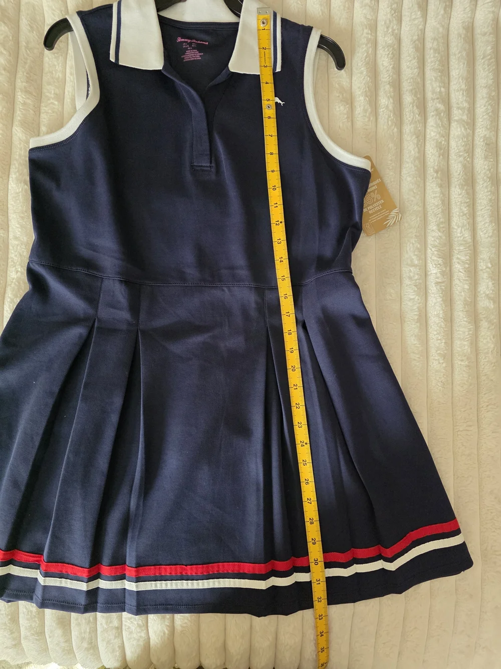 NWT Tommy Bahama Active Pleated Golf Tennis Dress w/ Shorts Navy Blue Size L